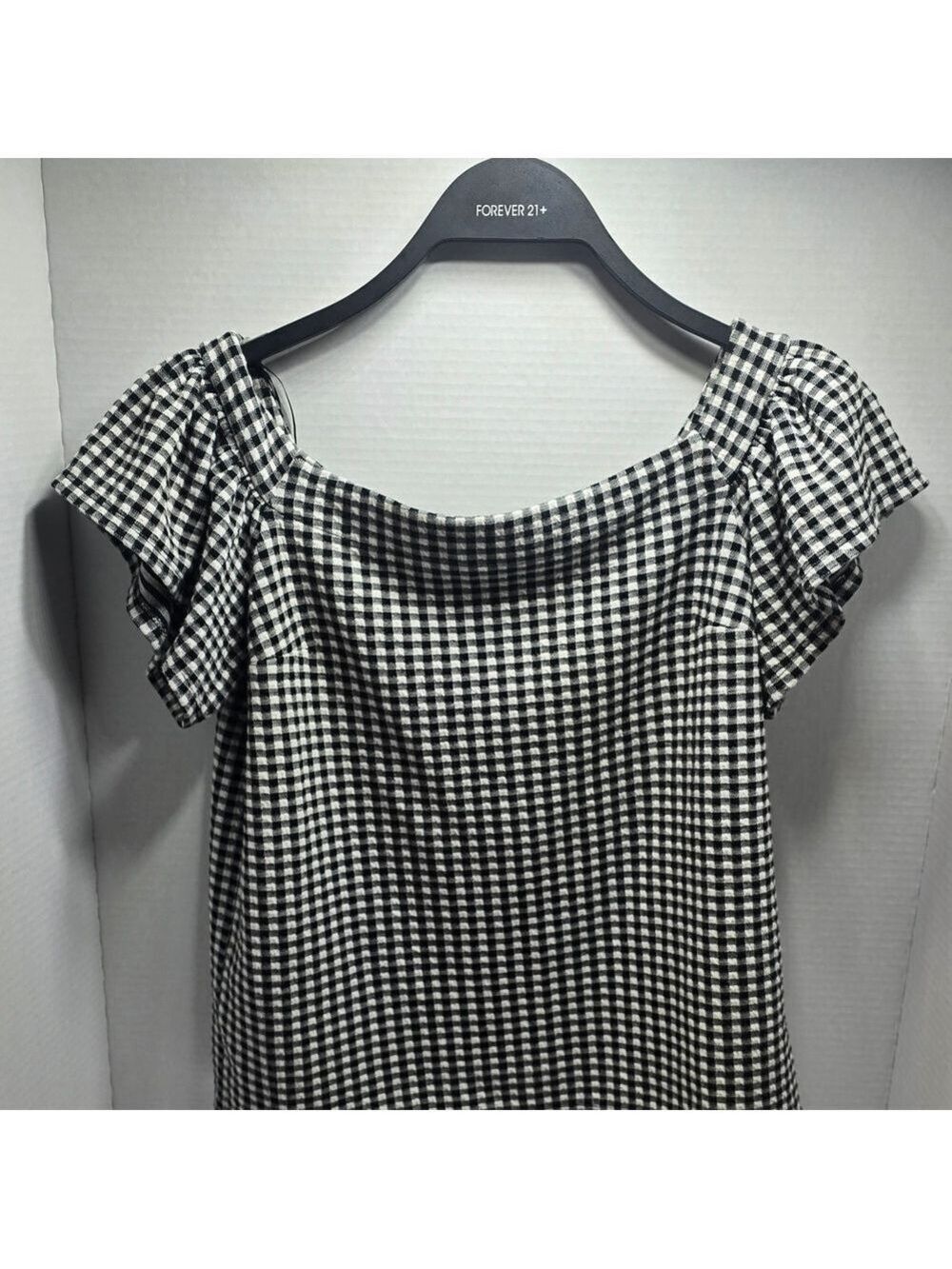 Express Black and White Gingham Crop Top
